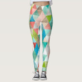 PixDezines Boho Wasserfarben Geometric/Dreiecke Leggings (Vorderseite)