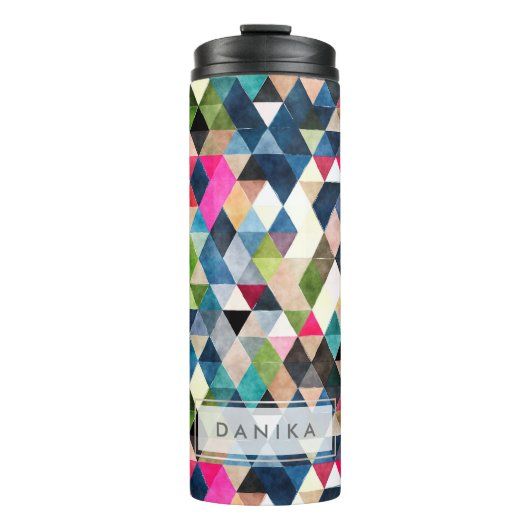 PixDezines Boho Wasserfarben Geometric/Dreiecke Thermosbecher (Vorderseite)