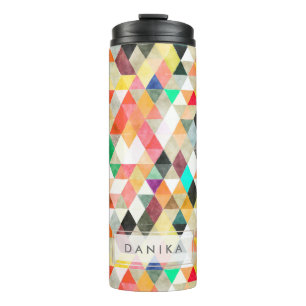 PixDezines Boho Wasserfarben Geometric/Dreiecke Thermosbecher