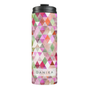 PixDezines Boho Wasserfarben Geometric/Dreiecke Thermosbecher
