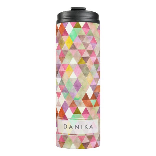 PixDezines Boho Wasserfarben Geometric/Dreiecke Thermosbecher (Vorderseite)