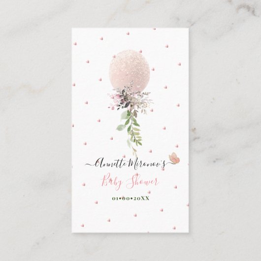 PixDezines Book Request Glitzer Blush Rose Ballon Platzkarte (Rückseite)
