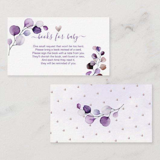 PixDezines Book Request H2 Lila Eukalyptus Encls Platzkarte (Vorne/Hinten)