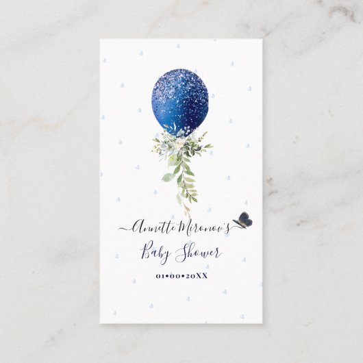 PixDezines Book Request H2 Navy Ballon Enclosure Platzkarte (Rückseite)