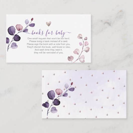 PixDezines Book Request H2 Plum Eukalyptus Platzkarte (Vorne/Hinten)