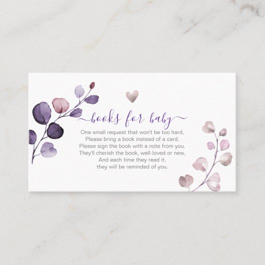 PixDezines Book Request H2 Plum Eukalyptus Platzkarte (Vorderseite)