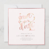 PixDezines BOTANICA LIEBE RETT DATUM|BLUSH PINK Save The Date (Vorderseite)