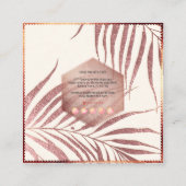 PixDezines Botanische Rose Goldpalmenfronten Quadratische Visitenkarte (Rückseite)