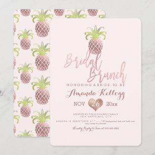 PixDezines Braut-Brunch/Faux-Roségold/Ananas Einladung