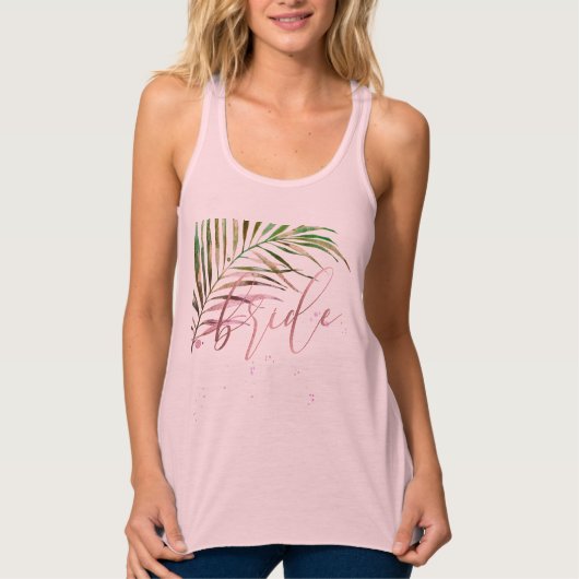 PixDezines Brautparty, Bride+Palm Frond Tank Top (Vorderseite)
