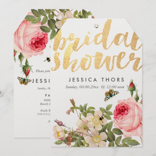 PixDezines Brautparty Rose Garten/DIY Background Einladung (Vorne/Hinten)