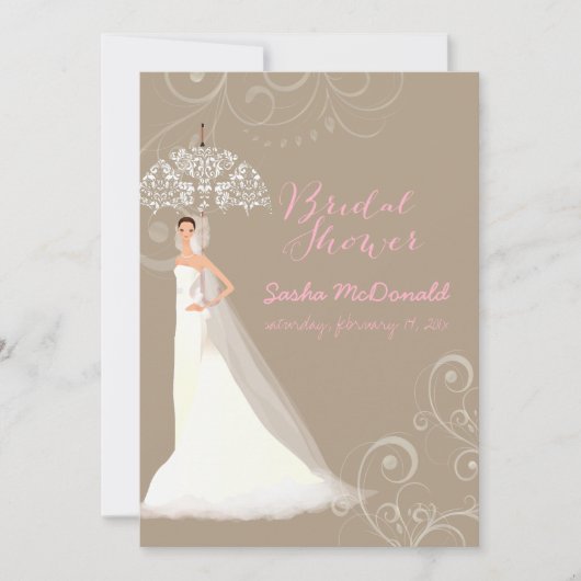 PixDezines Brautparty/Spitzenschirm/DIY-Beck Einladung (Vorderseite)