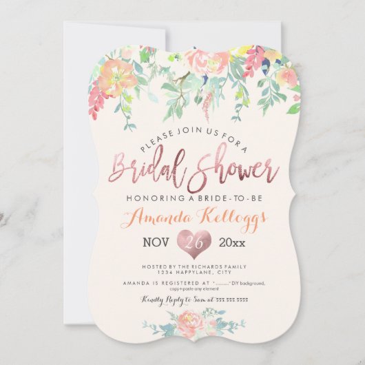 PixDezines Brautparty Spring Floral Einladung (Vorderseite)