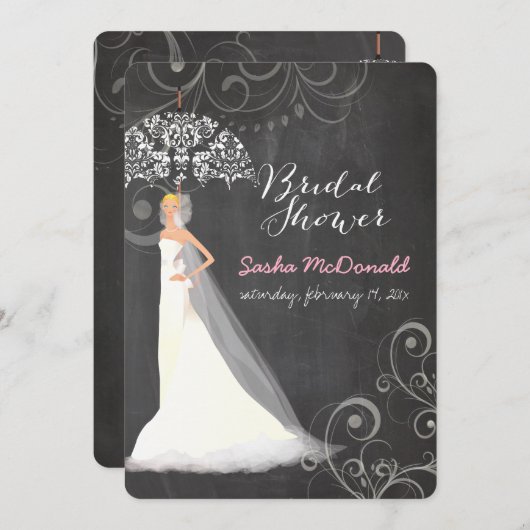 PixDezines Brautparty/Tafel/Schirm Einladung (Vorne/Hinten)