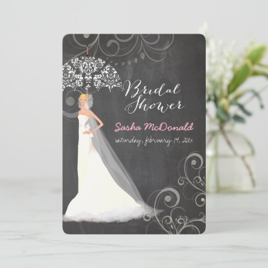 PixDezines Brautparty/Tafel/Schirm Einladung (Stehend Vorderseite)