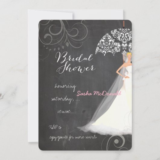 PixDezines Brautparty/Tafel/Schirm Einladung (Rückseite)