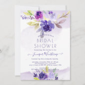 PixDezines Brautparty Wasserfarben-violette Peonie Einladung (Vorderseite)