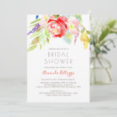 PixDezines Brautparty Wasserfarbene Frühlingsflora Einladung (Stehend Vorderseite)