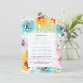 PixDezines Brautparty Wasserfarbene Frühlingsflora Einladung (Stehend Vorderseite)