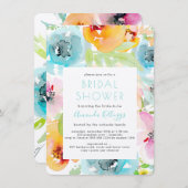 PixDezines Brautparty Wasserfarbene Frühlingsflora Einladung (Vorne/Hinten)