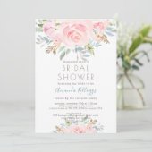 PixDezines Brautparty Wasserfarbene Peonies Invita Einladung (Stehend Vorderseite)