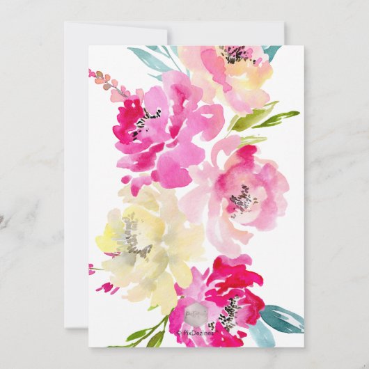 PixDezines Brautparty Wasserfarbenpeonies Einladung (Rückseite)