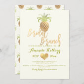 PixDezines Bridal Brunch/Imitats Gold/Ananas Einladung (Vorne/Hinten)