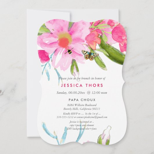 PixDezines Bridal Brunch/Mai Blume/DIY Bckgrnd Einladung (Rückseite)