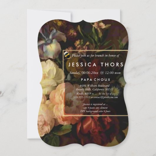 PixDezines Bridal Brunch/Still Life Floral Einladung (Rückseite)