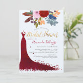 PixDezines Bridal Shower Watercolor Red+Blue Einladung (Stehend Vorderseite)