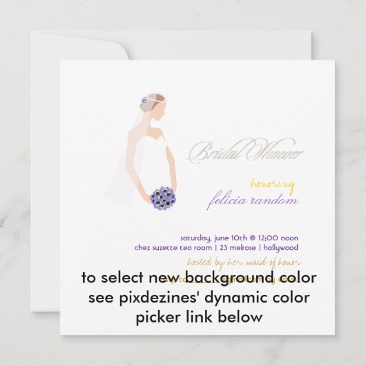 PixDezines Bride 2 B, anpassbarer Hintergrund Einladung (Rückseite)