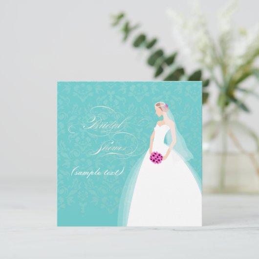 PixDezines Bride 2 B, anpassbarer Hintergrund Einladung (Stehend Vorderseite)