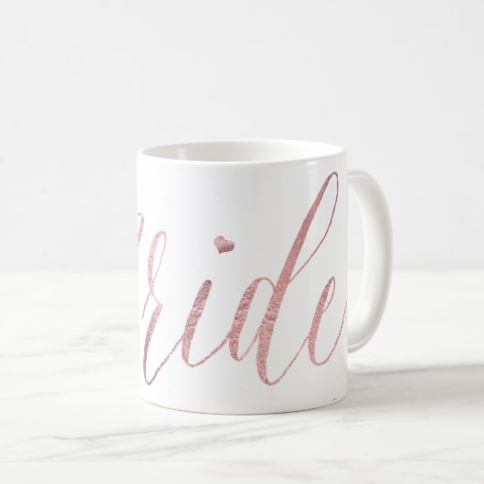 PixDezines Bride/Imitate Rose Gold/Moderne Schrift Kaffeetasse (VorderseiteRechts)