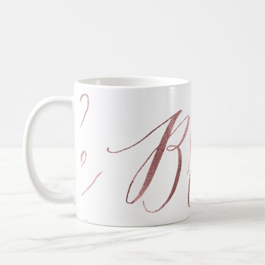 PixDezines Bride/Imitate Rose Gold/Moderne Schrift Kaffeetasse (Links)