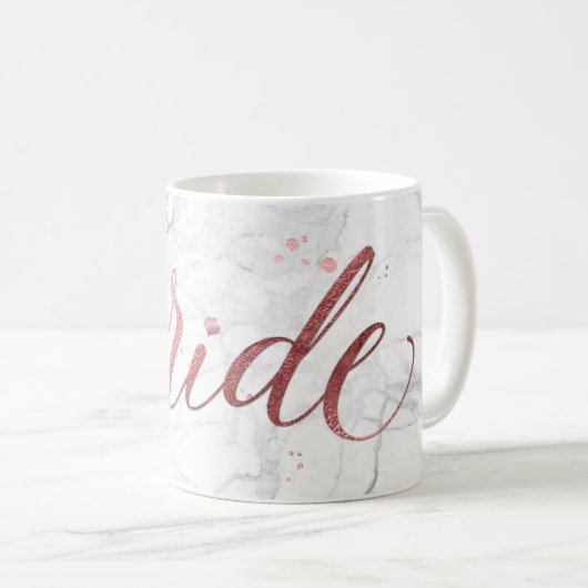 PixDezines Bride/Imitats Rose Gold/Modernes Skript Kaffeetasse (VorderseiteRechts)