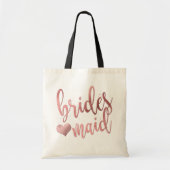 PixDezines Bridesmaid/Imitate Rose Gold Script Tragetasche (Vorne)