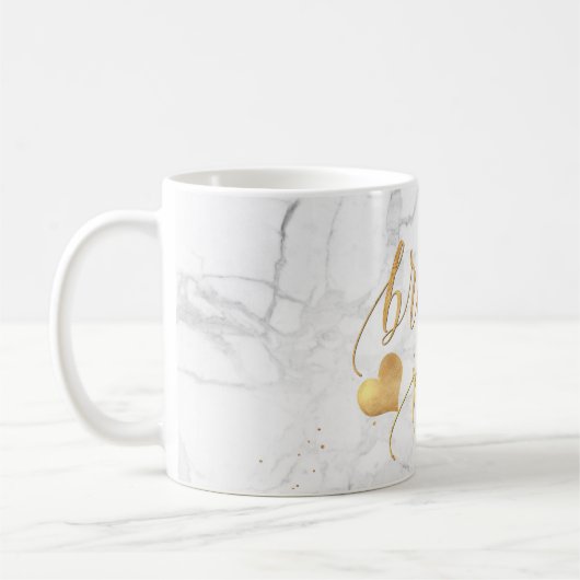 PixDezines Bridesmaid Marmor+Imitate Gold/Script Kaffeetasse (Links)