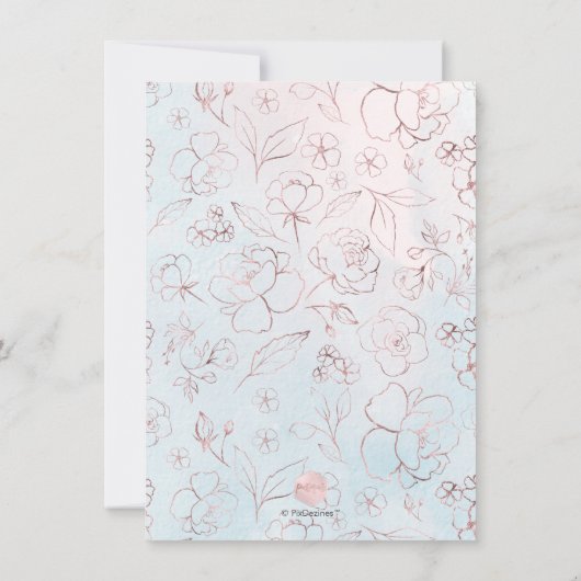 PixDezines Brunch Bubbly Blush+Blue H2 Blume Einladung (Rückseite)