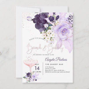 PixDezines Brunch Bubbly Lila H2 Blume Einladung