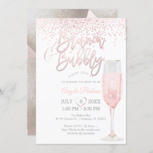 PixDezines Brunch Bubbly/Pink+Silver Confetti Einladung
