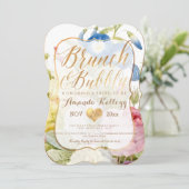 PixDezines Brunch & Bubbly Vintag Einladung (Stehend Vorderseite)