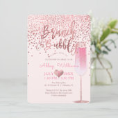 PixDezines Brunch N Bubbly/Rose Gold/Confetti Einladung (Stehend Vorderseite)