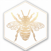 PixDezines Bumble Bee+Honeycomb, Imitate Gold Aufkleber (Vorderseite)