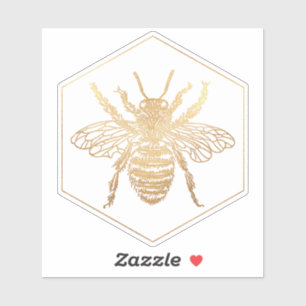 PixDezines Bumble Bee+Honeycomb, Imitate Gold Aufkleber
