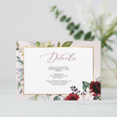 PixDezines Burgundy Blush Blooms DETAILS-KARTEN Einladung (Stehend Vorderseite)