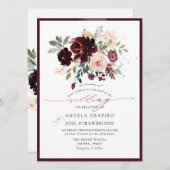 PixDezines Burgundy Blush Blume Einladung (Vorne/Hinten)