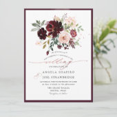 PixDezines Burgundy Blush Blume Einladung (Stehend Vorderseite)