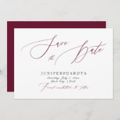 PixDezines Burgundy Elegantes Skript Save the Date Einladung (Vorne/Hinten)