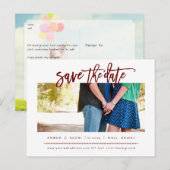 PixDezines Burgundy Modernes Pinselskript Ankündigungspostkarte (Vorne/Hinten)