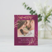 PixDezines Burgundy Palms/Foto rettete unser Datum Save The Date (Stehend Vorderseite)